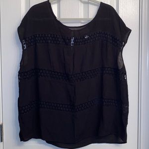 Ava & Viv Black Sleeveless Shirt with Eyelet Detail. LIKE NEW.